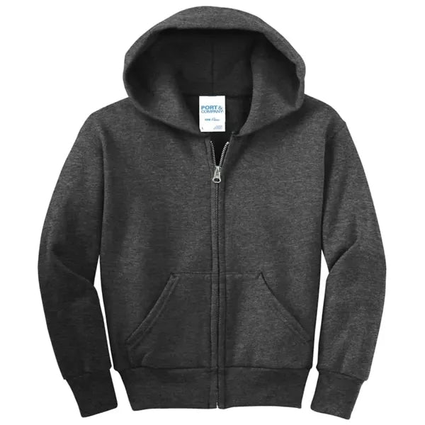 Port & Company - Youth Core Fleece Full-Zip Hooded Sweats...