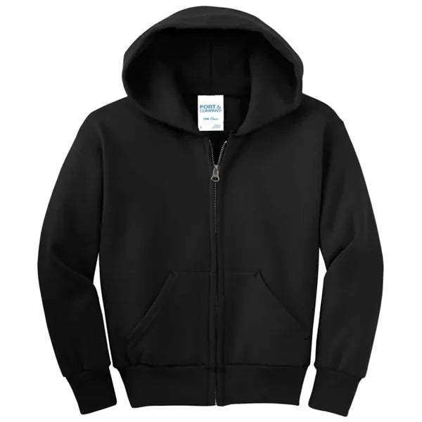 Port & Company - Youth Core Fleece Full-Zip Hooded Sweats...
