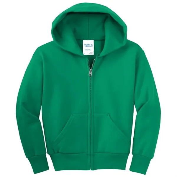 Port & Company - Youth Core Fleece Full-Zip Hooded Sweats...
