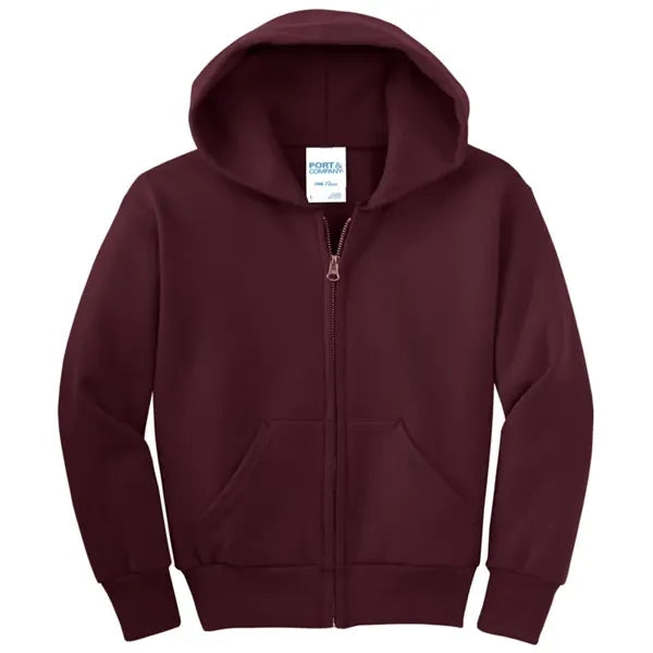 Port & Company - Youth Core Fleece Full-Zip Hooded Sweats...