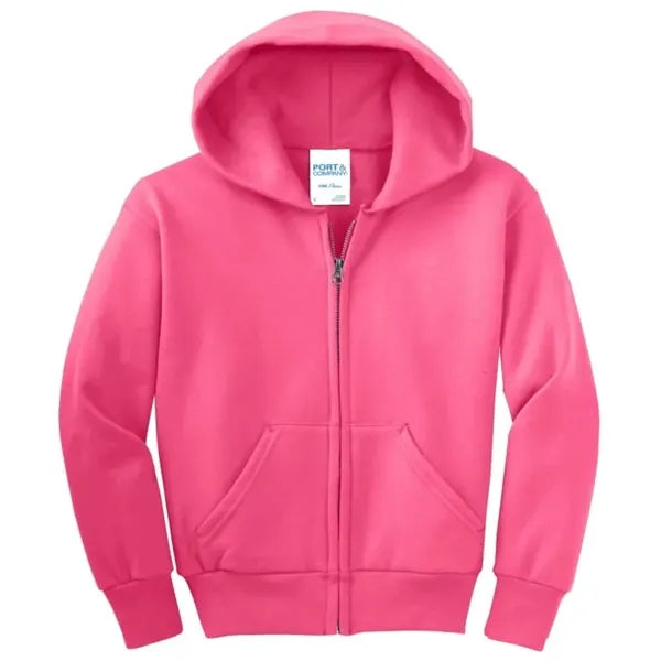 Port & Company - Youth Core Fleece Full-Zip Hooded Sweats...