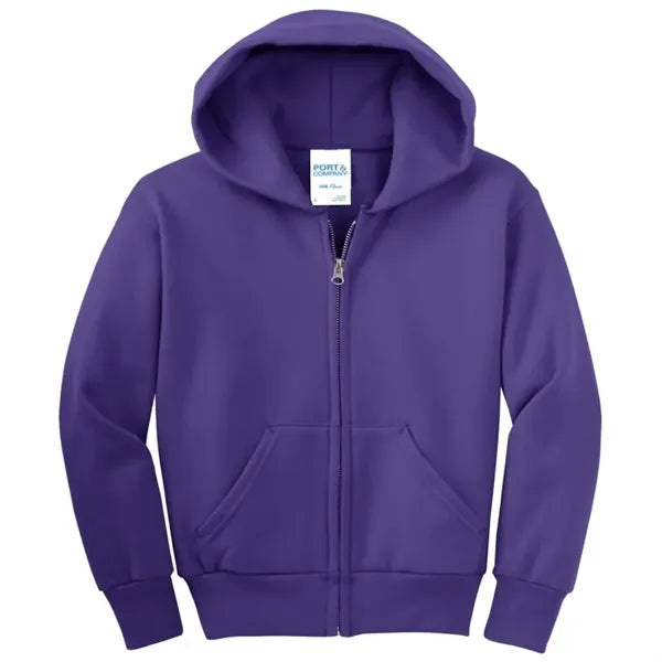 Port & Company - Youth Core Fleece Full-Zip Hooded Sweats...