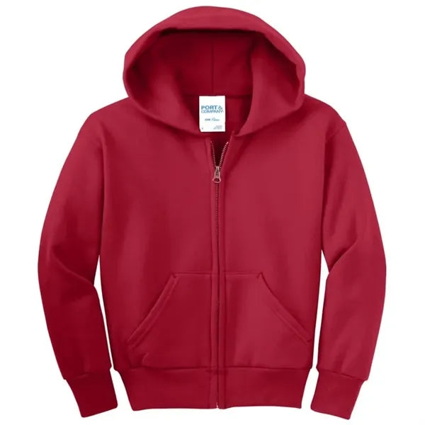 Port & Company - Youth Core Fleece Full-Zip Hooded Sweats...
