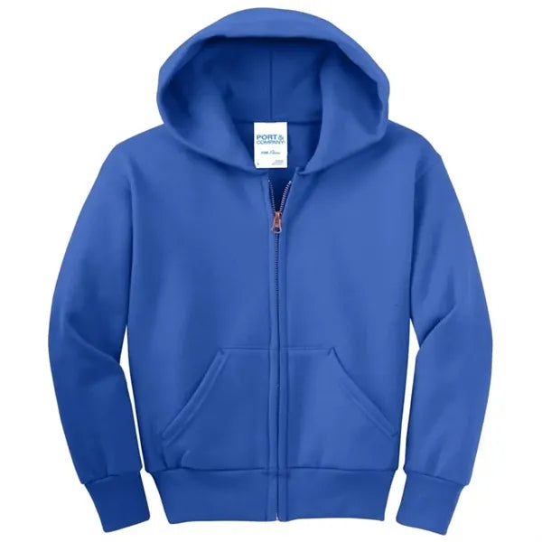 Port & Company - Youth Core Fleece Full-Zip Hooded Sweats...