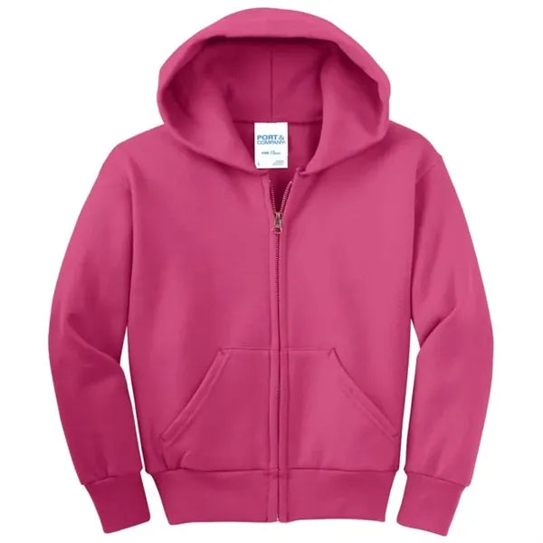 Port & Company - Youth Core Fleece Full-Zip Hooded Sweats...