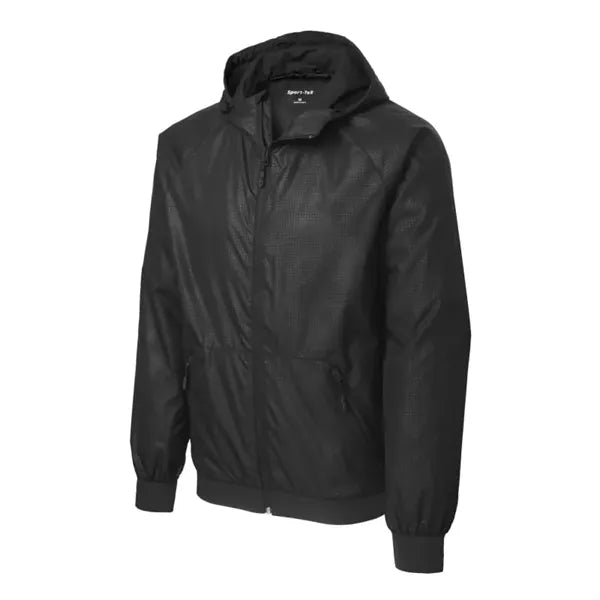 Sport-Tek Embossed Hooded Wind Jacket.