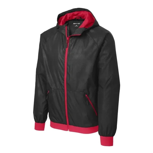Sport-Tek Embossed Hooded Wind Jacket.