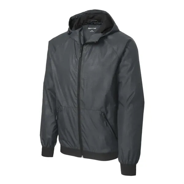Sport-Tek Embossed Hooded Wind Jacket.