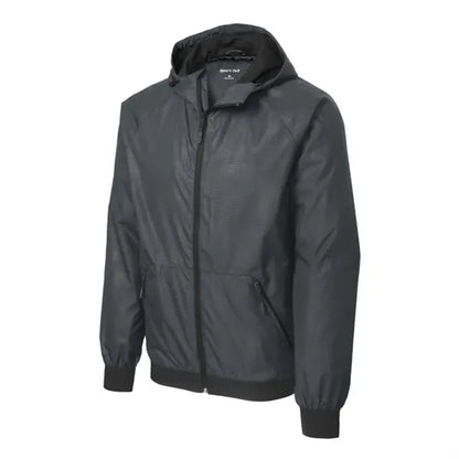 Sport-Tek Embossed Hooded Wind Jacket.