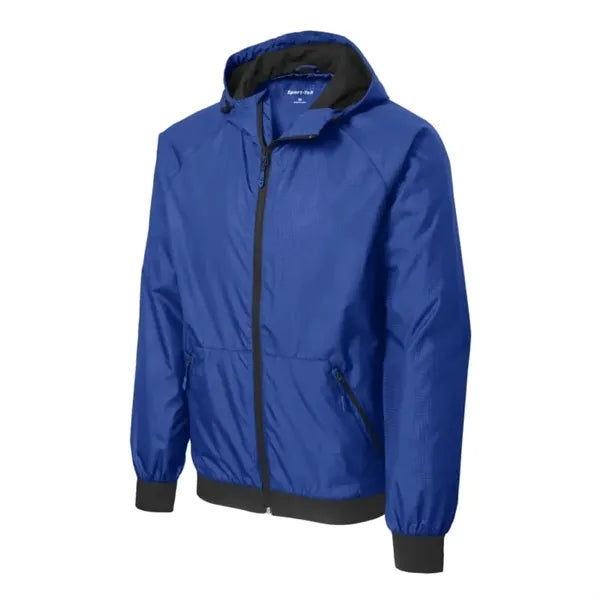 Sport-Tek Embossed Hooded Wind Jacket.
