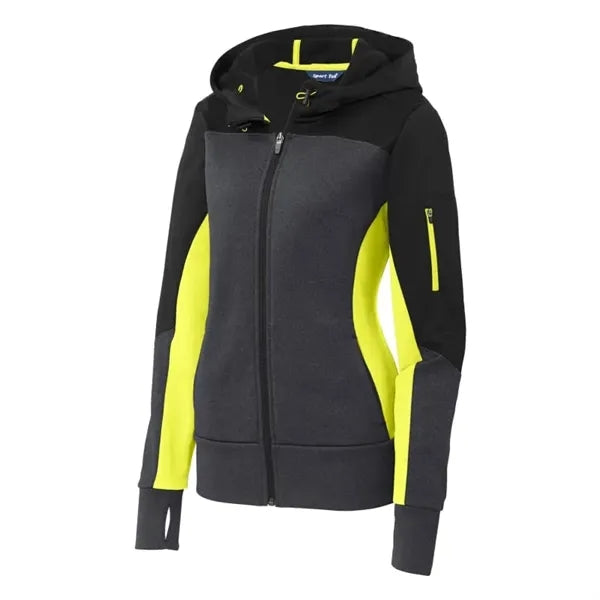 Sport-Tek Women's Tech Fleece Colorblock Full-Zip Hooded ...