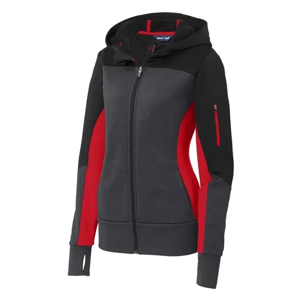 Sport-Tek Women's Tech Fleece Colorblock Full-Zip Hooded ...
