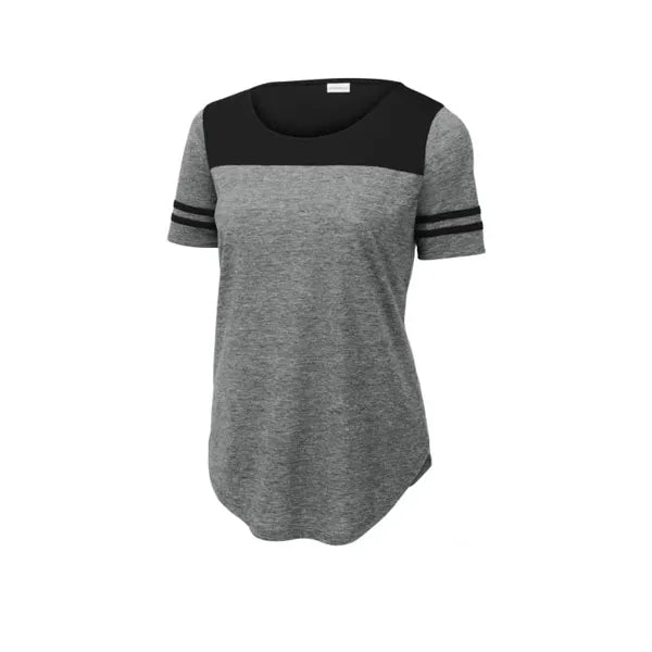 Sport-Tek Women's PosiCharge Tri-Blend Wicking Fan Tee.