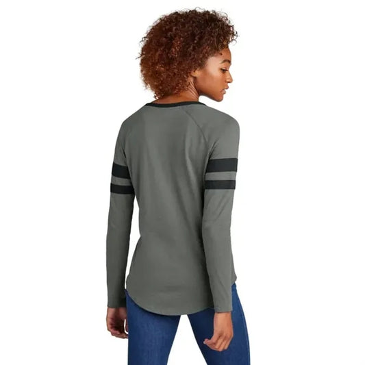 Sport-Tek Women's Halftime Stripe Long Sleeve V-Neck Tee