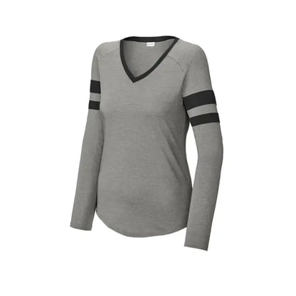 Sport-Tek Women's Halftime Stripe Long Sleeve V-Neck Tee