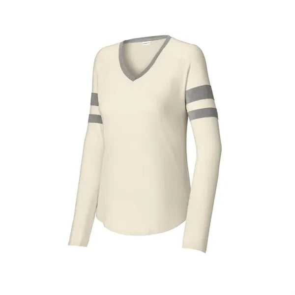 Sport-Tek Women's Halftime Stripe Long Sleeve V-Neck Tee