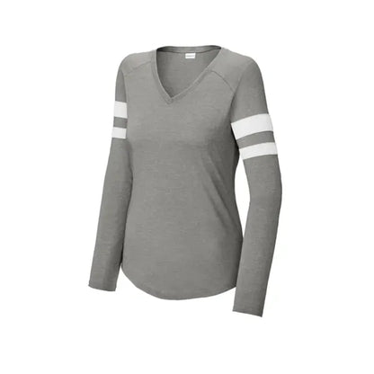 Sport-Tek Women's Halftime Stripe Long Sleeve V-Neck Tee