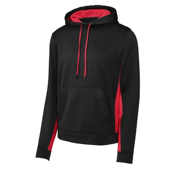 Sport-Tek Sport-Wick Fleece Colorblock Hooded Pullover.