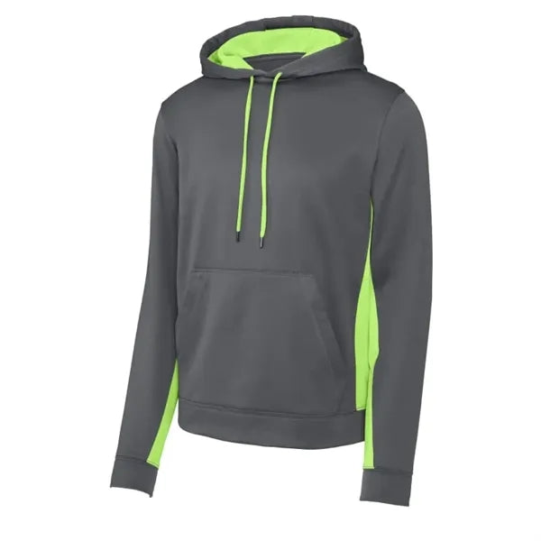 Sport-Tek Sport-Wick Fleece Colorblock Hooded Pullover.
