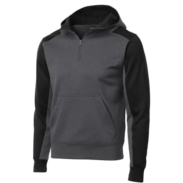Sport-Tek Tech Fleece Colorblock 1/4-Zip Hooded Sweatshirt.
