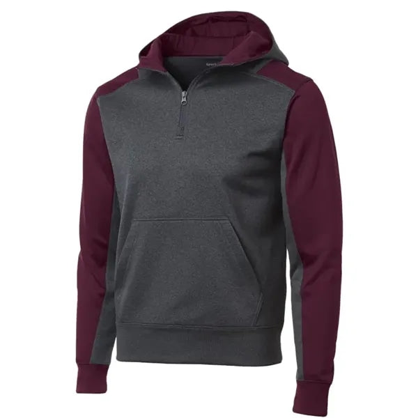 Sport-Tek Tech Fleece Colorblock 1/4-Zip Hooded Sweatshirt.