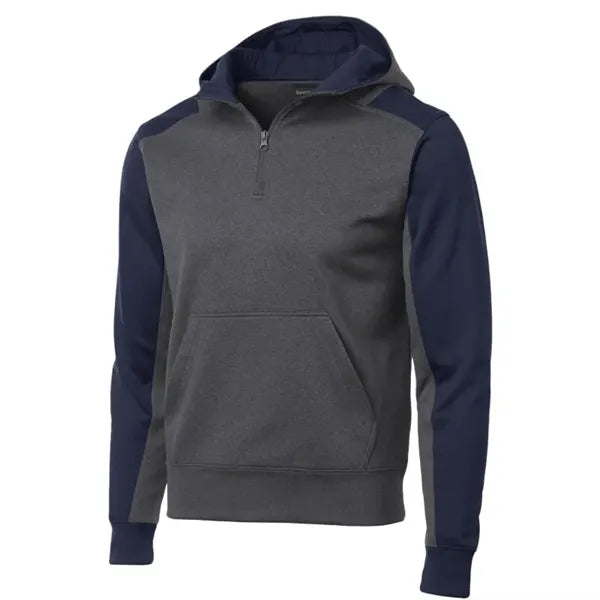 Sport-Tek Tech Fleece Colorblock 1/4-Zip Hooded Sweatshirt.