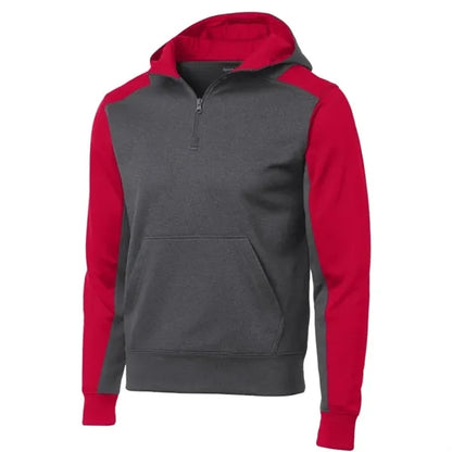 Sport-Tek Tech Fleece Colorblock 1/4-Zip Hooded Sweatshirt.