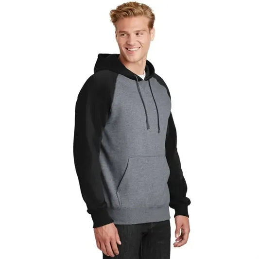 Sport-Tek Raglan Colorblock Pullover Hooded Sweatshirt.
