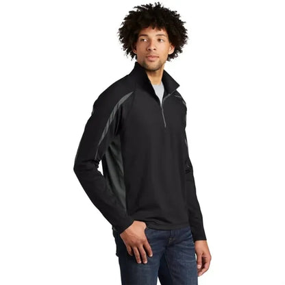 Sport-Tek Sport-Wick Stretch 1/2-Zip Colorblock Pullover.