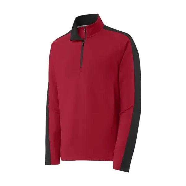 Sport-Tek Sport-Wick Textured Colorblock 1/4-Zip Pullover.
