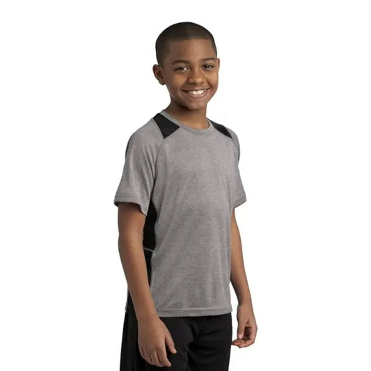 Sport-Tek Youth Heather Colorblock Contender Tee.