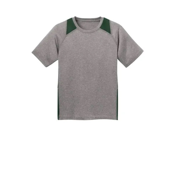 Sport-Tek Youth Heather Colorblock Contender Tee.