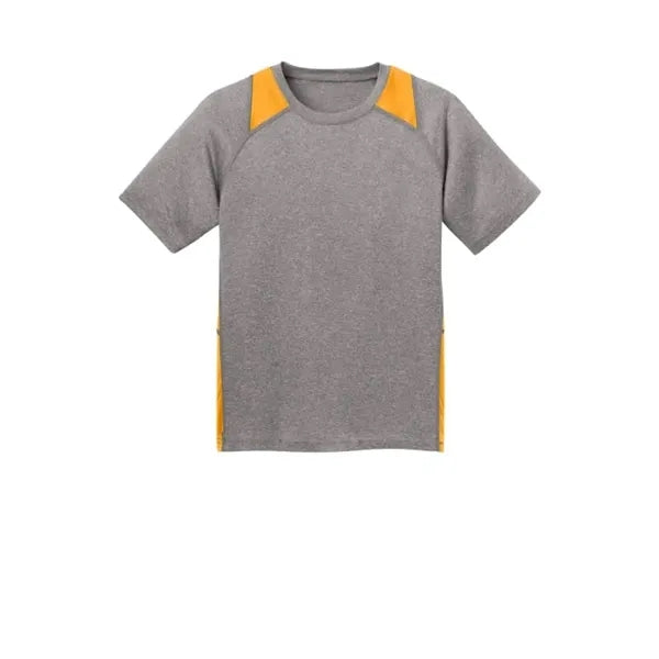 Sport-Tek Youth Heather Colorblock Contender Tee.