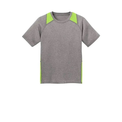 Sport-Tek Youth Heather Colorblock Contender Tee.