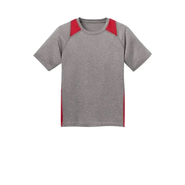 Sport-Tek Youth Heather Colorblock Contender Tee.
