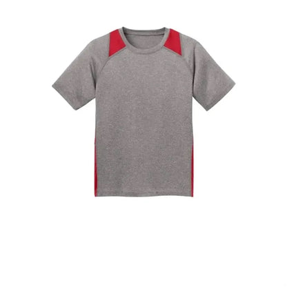 Sport-Tek Youth Heather Colorblock Contender Tee.