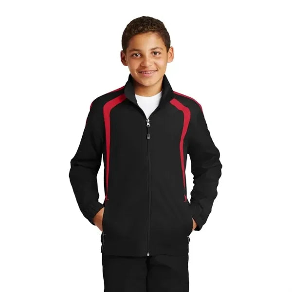 Sport-Tek Youth Colorblock Raglan Jacket.