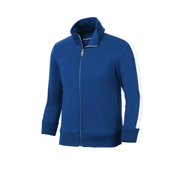 Sport-Tek Youth Tricot Sleeve Stripe Track Jacket.