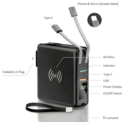 Portable Charger with Wall Plug & Power Bank with Wireless