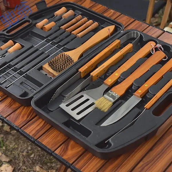 18 Pcs Wooden Barbecue Tool Sets