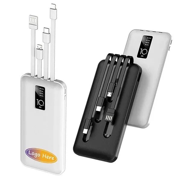 10000mAh Power Bank with 4 Cables