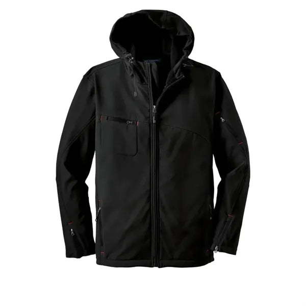 Port Authority Textured Hooded Soft Shell Jacket.