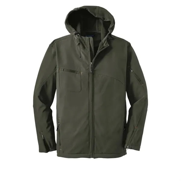Port Authority Textured Hooded Soft Shell Jacket.