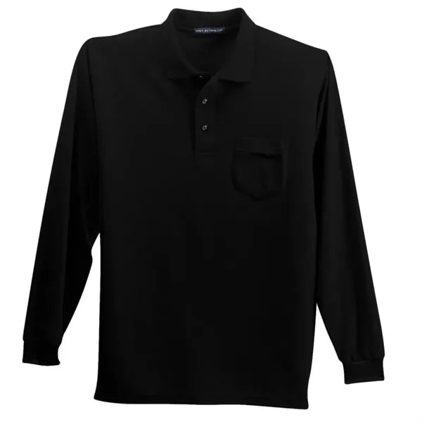Port Authority Long Sleeve Silk Touch Polo With Pocket.