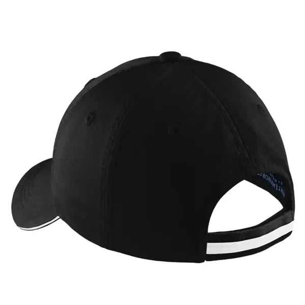 Port Authority Sandwich Bill Cap With Striped Closure.