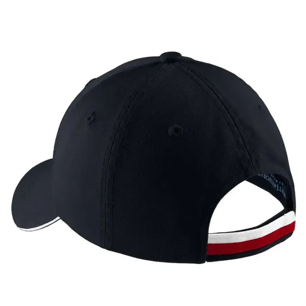 Port Authority Sandwich Bill Cap With Striped Closure.