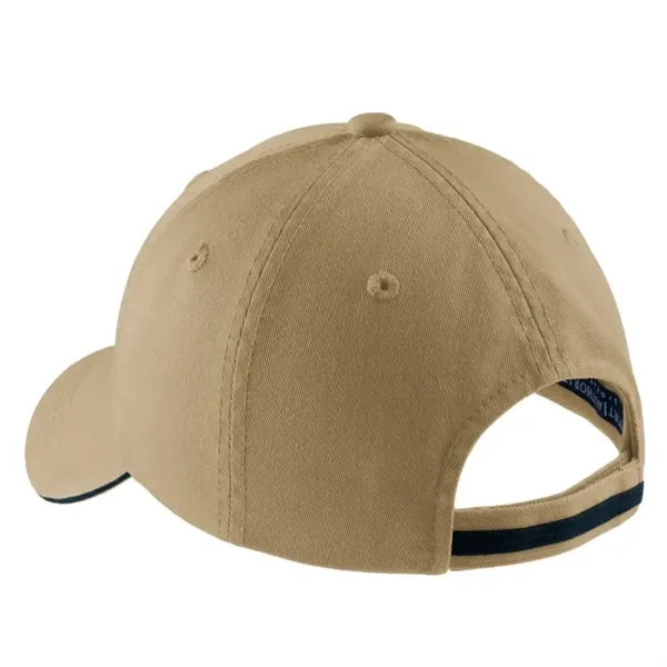 Port Authority Sandwich Bill Cap With Striped Closure.