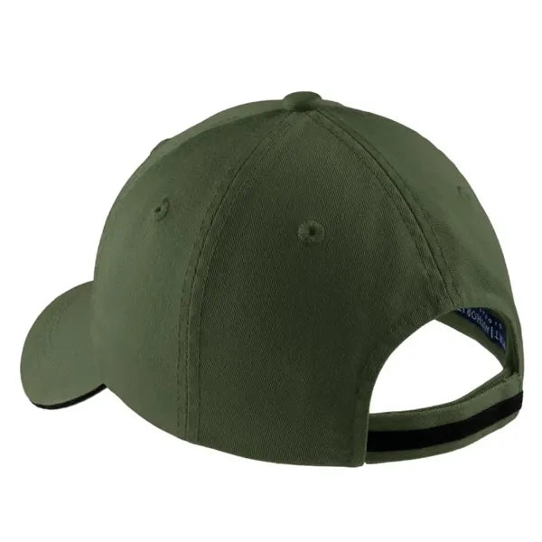Port Authority Sandwich Bill Cap With Striped Closure.