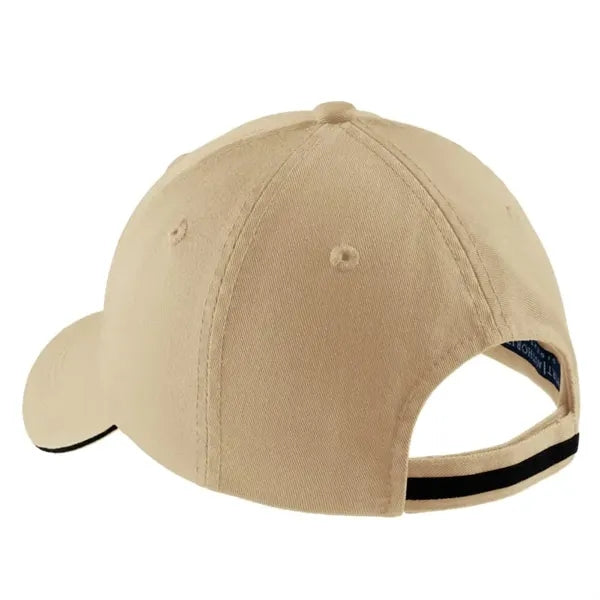 Port Authority Sandwich Bill Cap With Striped Closure.