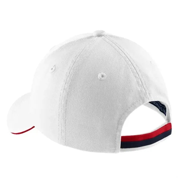 Port Authority Sandwich Bill Cap With Striped Closure.